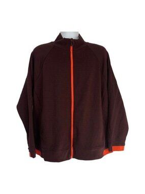 Xersion Mens 2X Brown Full-Zip Jacket With Orange Accents